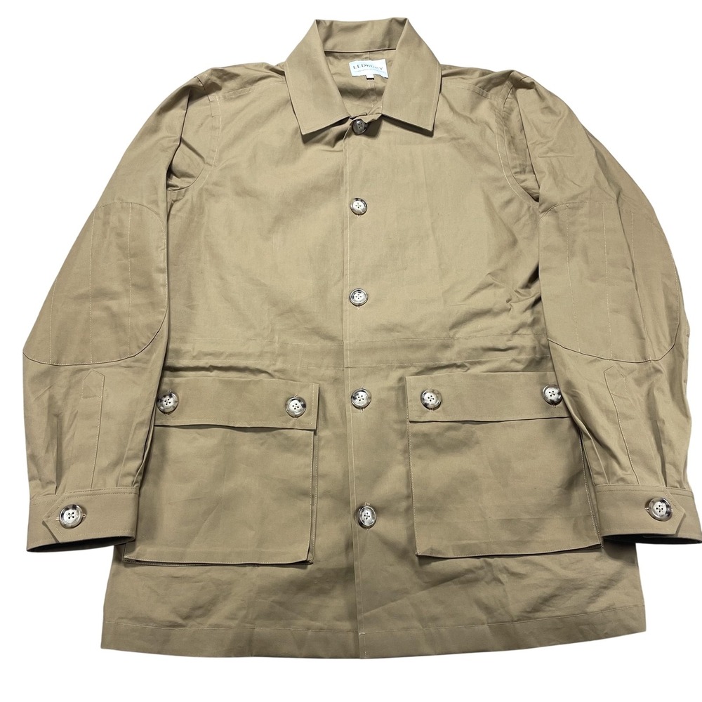 Ledbury Commonwealth Field Jacket Mens L Khaki Safari Utility Cotton Elbow Patch